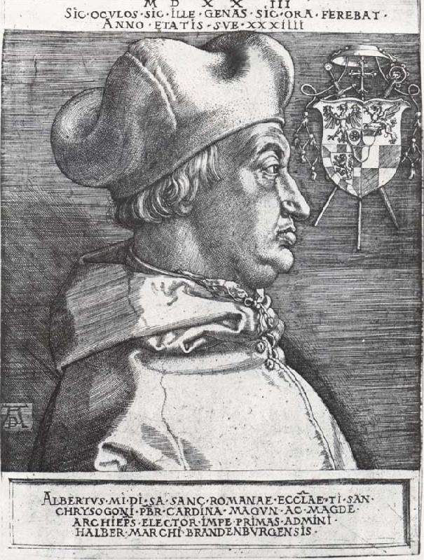 Albrecht Durer Cardinal Albrecht of Bran-Denburg in portrait oil painting picture